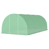 Outsunny Kas met folie, loopbaar, 8 ramen met vliegengaas, stevige folie, stalen frame, 6 x 3 x 2 m, groen(m-10)