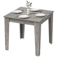 HOMCOM Mesa de Jantar para 4 Pessoas, Mesa de Cozinha Quadrada 80x80x75 cm com Pés Antiderrapantes, Cinza Efeito Madeira(m-7)