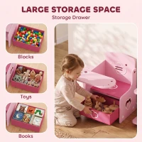 AIYAPLAY Kids Table and Chair Set, Children Desk and Chair with Storage Bins for Playing, Reading, Painting, for Ages 3-5, Pink(m-5)