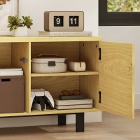 HOMCOM Meuble TV 180 cm, meuble télé pour 82 pouces avec 4 portes à ouverture par pression 180x35x55,5cm bois naturel(m-9)