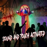 HOMCOM 167 cm Life Size Animated Clown Halloween Decoration, Scary Halloween Animatronics Decor with Sound Touch Activated(m-5)