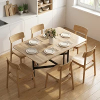 HOMCOM Tavolo Pieghevole per 4-6 Persone con 2 Ribalte e Ruote con Freno, 120x80x73 cm, Rovere(m-10)
