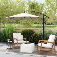 Outsunny Parasol déporté octogonal rabattable diamètre 3 m parasol de jardin avec pied en croix crème(m-10)