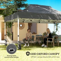 Outsunny 3 x 4.5 m Pop Up Gazebo with Mesh Nettings, UPF50+ Heavy Duty Outdoor Garden Party Tent Marquee, Dark Grey(m-5)