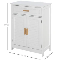 kleankin badkamerkast, badkast, multifunctionele kast met 1 schuiflade, 1 deurkast, MDF-plaat + grenen, 59 x 29 x 80 cm, wit(m-3)