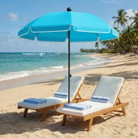 Outsunny Sonnenschirm Strand Ø150 cm wasserabweisend faltbar Strandschirm mit Sandanker verstellbarer Neigung Tragetasche Blau(m-10)