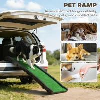 PawHut Foldable Dog Ramp with Artificial Anti-slip Surface, Portable & Lightweight, for Cars, Home, 155 x 38.5 x 15.5 cm(m-4)
