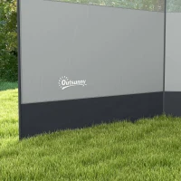 Outsunny Paravent brise-vent de camping portable pliable avec sac de transport et poteaux en acier dim. 440 cm x 140 cm gris clair(m-9)