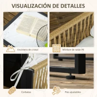 Outsunny Conjunto de Jardín Exterior de Ratán Sintético con 2 Sillones 1 Sofá de 2 Plazas 1 Mesa de Centro y Cojines Crema(m-7)