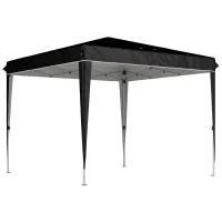 Outsunny Pavilion 3x3 m pentru 6-9 Persoane cu Înălțime Reglabilă și Orificii de Drenaj, din Metal și Material Textil Oxford Negru(m-1)