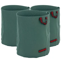 Outsunny Garden Waste Bags, 300L x 3 Heavy Duty Garden Bags, Foldable and Reusable Waste Sacks with Handles for Loading Leaf, Trash, Debris, Green(m-11)