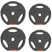 SPORTNOW Juego de Discos Pesas de 4 Piezas 2x5 kg 2x7,5 kg con Orificios de 2,5 cm para Entrenamiento Fitness en Hogar Negro(m-1)