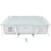 Outsunny Piscina Desmontable Tubular 292x190x75 cm con Depuradora de Cartucho 1200L/H Piscina Rectangular de Exterior para Adultos y Niños 3600L Gris(m-12)