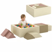 AIYAPLAY Parcours motricité bébé 9PCS avec piscine à balles, module en mousse souple avec housse en velours côtelé, multicolore(m-16)