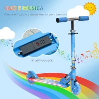 HOMCOM Monopattino per Bambini 3-7 Anni Pieghevole a 2 Ruote e Altezza Regolabile, 67x32x65-78 cm, Blu(m-4)