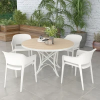 Outsunny Set 4 Sedie da Giardino in Plastica Impilabili con Braccioli e Schienale Alto in PP, Bianco(m-9)