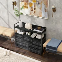 HOMCOM Rustic Chest of Five Fabric Drawers - Black(m-10)