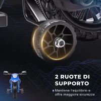 AIYAPLAY Moto Elettrica per Bambini 3-8 Anni con 12V Doppi Motori, Rotelle e Clacson, 3 km/h, Capacità 30kg, Blu(m-5)