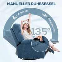 HOMCOM Relaxstoel met Voetensteun, Ligstoel, Draaibaar, tot 150 kg, Stalen Frame, 88x96x108cm, Donkerblauw(m-4)