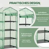 Outsunny foliekas, broeikas, minikas, plantenkas, kweekkas, 4 vakken, 70 x 50 x 160 cm, donkergroen(m-6)