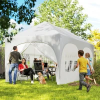 Outsunny Carpa Plegable 6x3 m Pop-up con 6 Laterales Desmontables Altura Ajustable y Bolsa de Transporte Gris Claro(m-2)