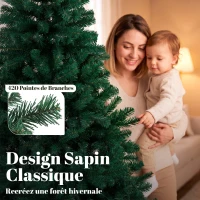 HOMCOM Sapin de Noël Artificiel 150 cm, Arbre de Noël avec 420 Pointes de Branches Articulées, Support Pliable en Acier, Vert(m-5)