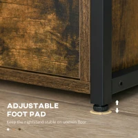 HOMCOM Industrial Side Table Set of 2, Sofa Table with Drawer, Bedside Cabinet with Storage Shelf, Slim Nightstand for Living Room, Bedroom, Rustic Brown(m-6)