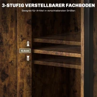 HOMCOM Bijzettafel met opbergruimte, 2 open rekken, 3-staps verstelbaar, magnetische deur, Bruin(m-5)