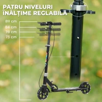 AIYAPLAY Trotinetă pentru Copii 3-8 Ani cu Roți Luminoase, Negru(m-4)