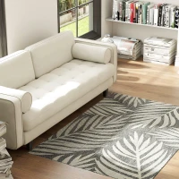 HOMCOM UV Resistant Indoor & Outdoor Area Rug, Easy-Cleaning Machine Washable Rug for Patio, Garden, Kitchen, Bathroom or Living Room, 170 x 120 cm, Grey(m-10)