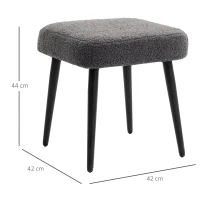 HOMCOM Kruk, Voetensteun, Gepolsterde Zit, Kasjmier-look, Stalen Poten, 42 x 42 x 44 cm, Donkergrijs(m-3)