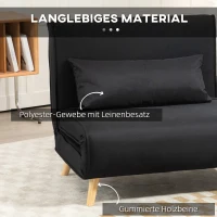 HOMCOM Relaxstoel met bedfunctie, voor 1 persoon, modern design, tot 120 kg, 94x78x80cm, zwart(m-5)