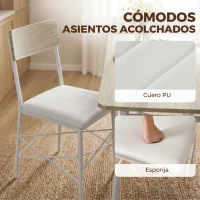 HOMCOM Juego de Mesa y Sillas de Comedor 5 Piezas Mesa de Cocina Rectangular con 4 Sillas Acolchadas 106x66x75 cm Roble(m-6)