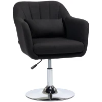 HOMCOM Draaistoel, in hoogte verstelbare bureaustoel, linnen-achtig polyester, metaal, 60 x 60 x 79-91 cm, Zwart(m-11)