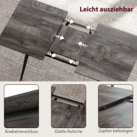 HOMCOM Uitschuifbare Eettafel, Uitbreidbare Tafel voor 6-8 Personen, Keukentafel met Solide Stalen Poten(m-5)