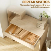 HOMCOM Birou Compact pentru Pc cu 3 Rafturi Deschise și Sertar de Culoarea Lemnului(m-5)