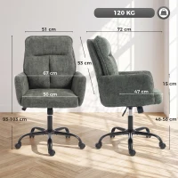 HOMCOM Scaun Birou Ergonomic, Scaun de Birou cu Înălțime Reglabilă, Șezut Lat, Funcție de Balans, Verde Închis(m-3)