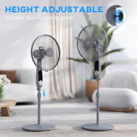HOMCOM 16in Pedestal Standing Floor Fan, Oscillation Cooling Fan with Remote Control, Grey(m-8)