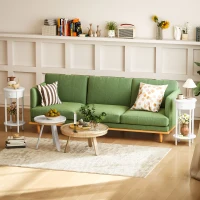 HOMCOM Set 2 Noptiere cu Sertar și Raft din Lemn Stil Contemporan, Ø35.5 x 71 cm, Alb(m-9)