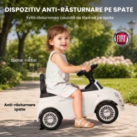 AIYAPLAY Mașinuță de Împins pentru Copii cu Licență Fiat, Muzică, Claxon, Anti-Răsturnare și PP, Alb(m-5)
