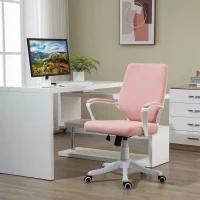 Vinsetto Silla de Escritorio Giratoria Silla de Oficina Basculante con Reposabrazos y Altura Ajustable 62x69x92-100 cm Rosa(m-2)