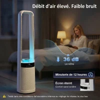 HOMCOM Ventilateur colonne silencieux 36dB, ventilateur tour pour chambre, 93,3cm de haut, oscillant à 45°, 3 vitesses, blanc(m-5)