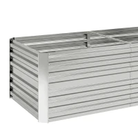Outsunny Plantenbak, Handzaam Bloembed voor Planten, Koesteren en Verzorgen, Verhoogde Bed, Staal, Zilver(m-9)