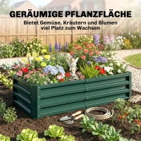 Outsunny Hoge plantenbak, weerbestendig, open bodem, verzinkt staal, 120 cm x 60 cm x 30,5 cm, Groen(m-4)