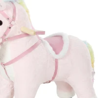 AIYAPLAY Cheval à Monter pour Enfant, Cheval à Roulettes en Peluche avec Effets Sonores, pour 1 à 3 Ans, Charge Max. 40kg, Rose(m-13)