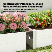 Outsunny Kunststof hoogbed, insteekbaar plantenbed met DIY-montage 197 x 54 x 33 cm Wit(m-5)