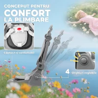 AIYAPLAY Tricicletă Copii 6 în 1, Cărucior și Bicicletă, 1-5 Ani, Max. 25 kg, Pliabilă cu Scaun Rotativ, Copertină, Gri(m-6)