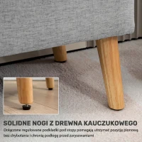 HOMCOM Ławka tapicerowana z przestrzenią do przechowywania, wykończenie w wyglądzie lnu, nogi z drewna kauczukowego, do 220 kg, 110x39x45cm, szara(m-5)