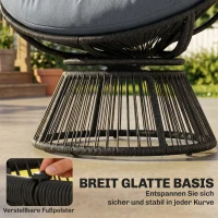 Outsunny Papasansessel 360° drehbar Korbsessel mit Kissen Stahlrahmen runder Rattansessel Loungesessel Grau(m-7)