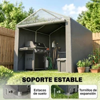 Outsunny Carpa de Jardín para Bicicletas 1,6x2,2x1,7 m con 2 Habitaciones Puerta con Cremallera Impermeable Anti-UV Gris Claro(m-5)